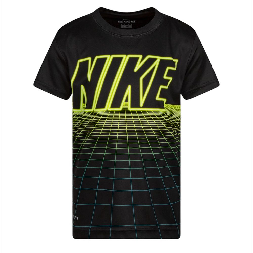 Nike Dri-FIT Boys' Logo Short Sleeve Tee- Black Size 4XS